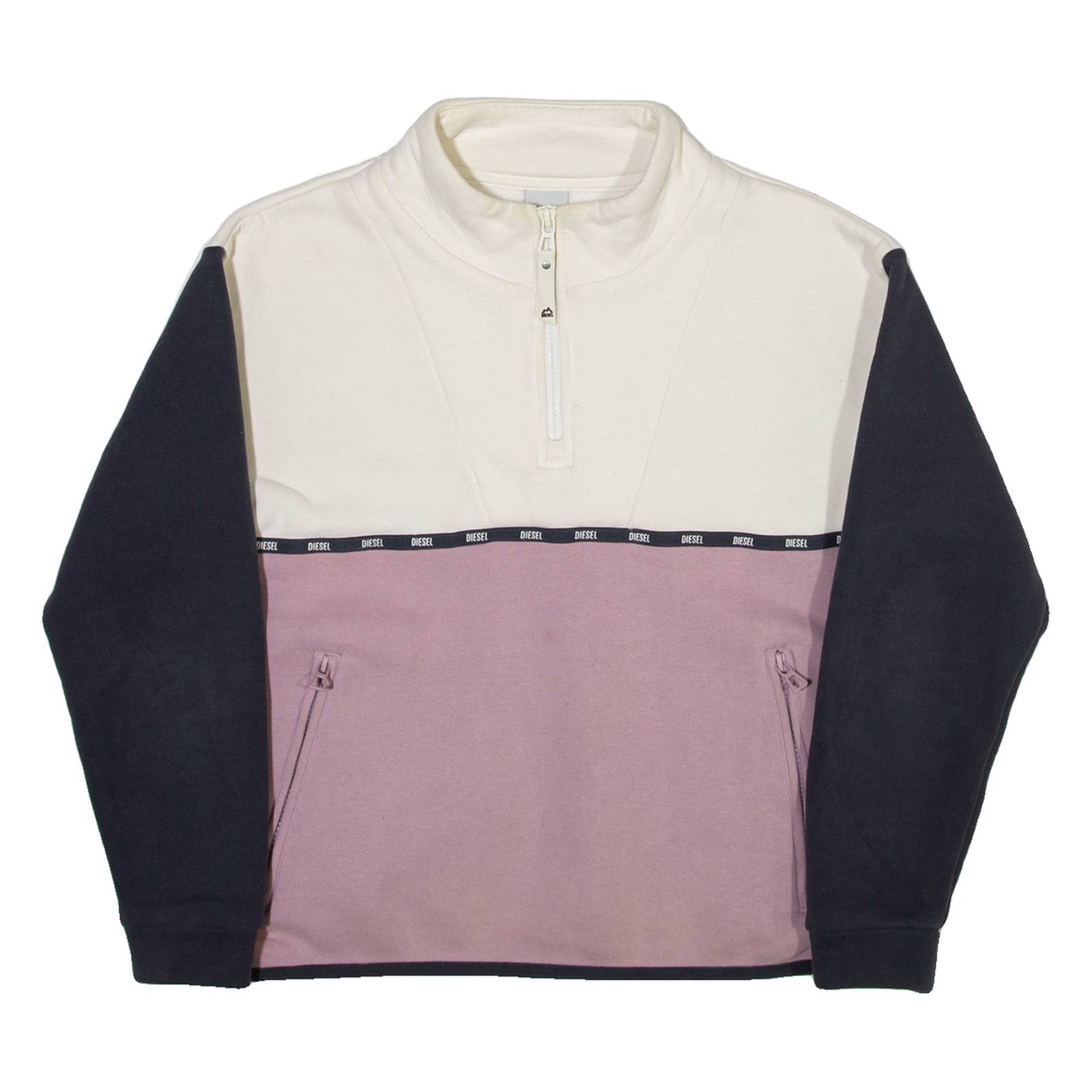 DIESEL Mens Sweatshirt Purple 1/4 Zip XS