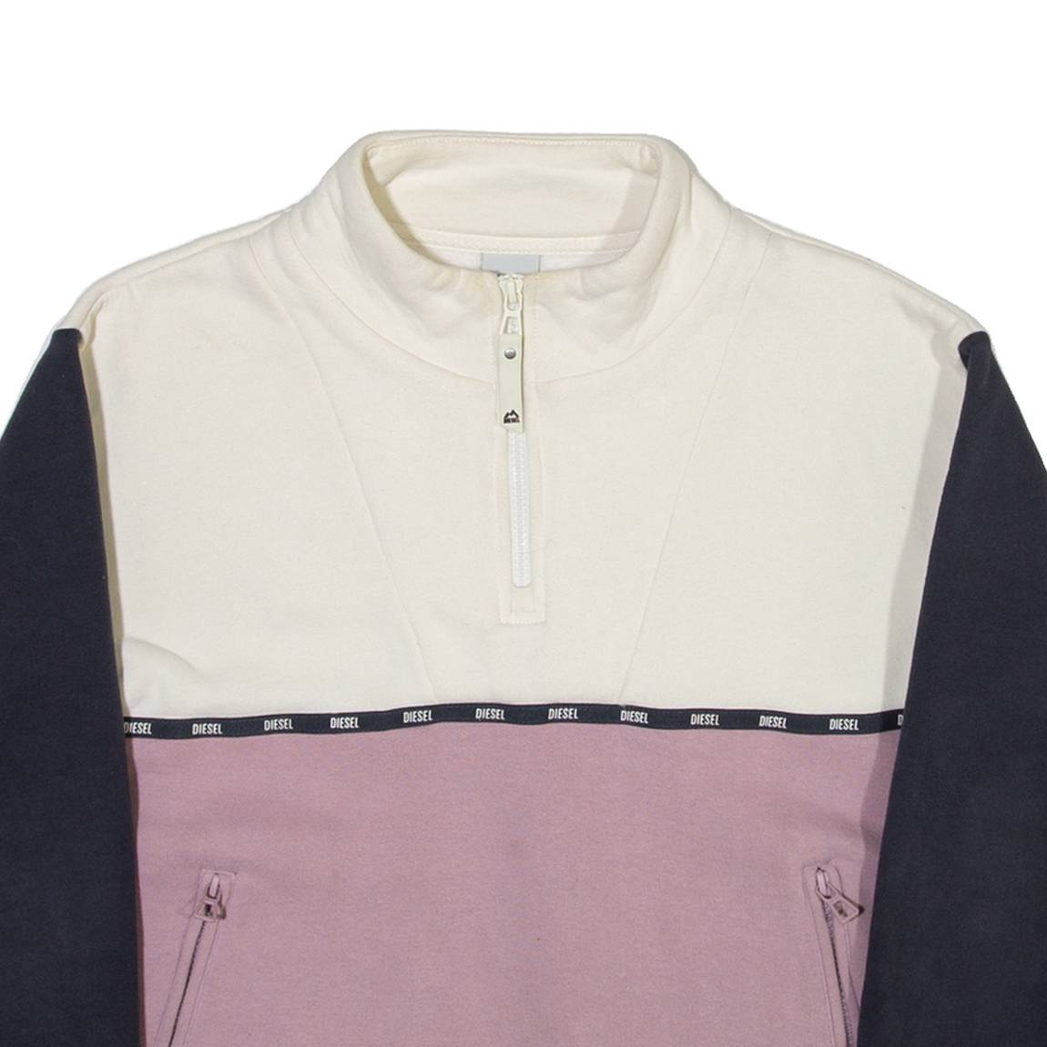DIESEL Mens Sweatshirt Purple 1/4 Zip XS