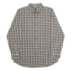 CHAPS Mens Blue & Brown Check Shirt M Button-Down Collar Long Sleeve Cotton