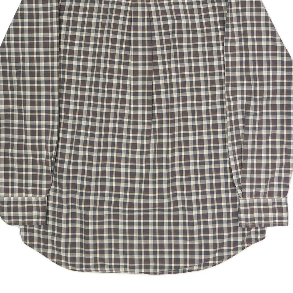 CHAPS Mens Blue & Brown Check Shirt M Button-Down Collar Long Sleeve Cotton