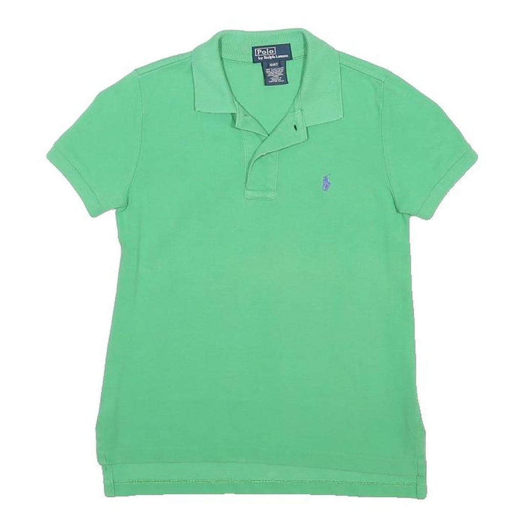 POLO RALPH LAUREN Girls Green Short Sleeve Plain 4Y Cotton Blend Polo Shirt