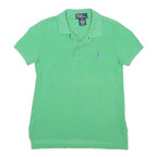 POLO RALPH LAUREN Girls Green Short Sleeve Plain 4Y Cotton Blend Polo Shirt