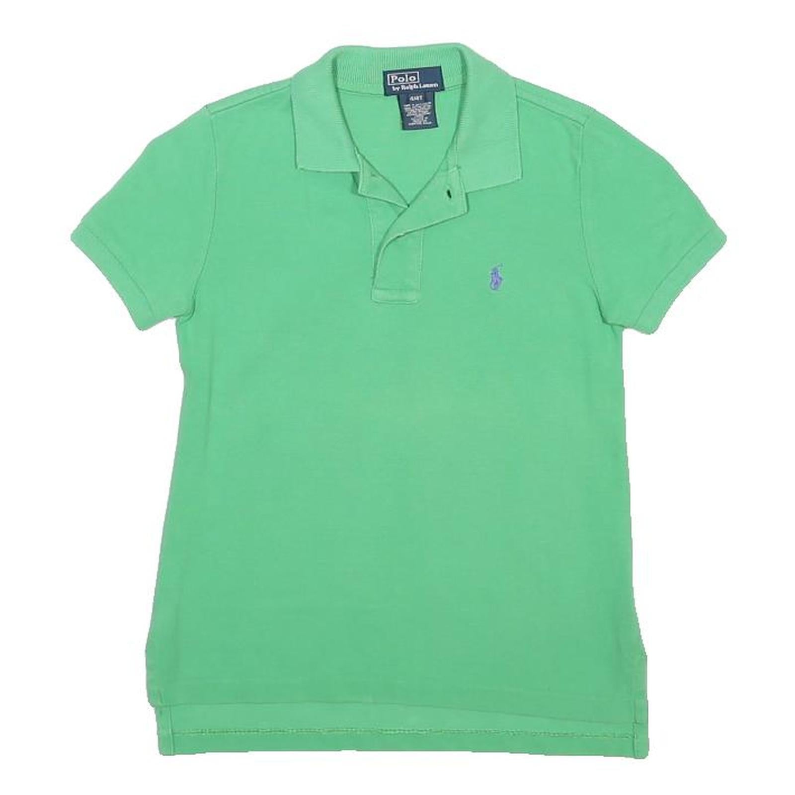 POLO RALPH LAUREN Girls Green Short Sleeve Plain 4Y Cotton Blend Polo Shirt