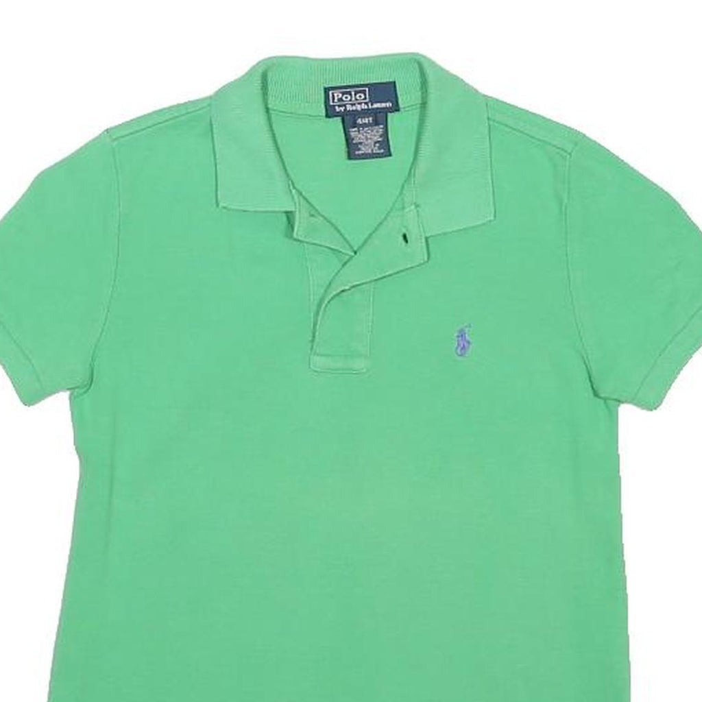 POLO RALPH LAUREN Girls Green Short Sleeve Plain 4Y Cotton Blend Polo Shirt