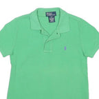POLO RALPH LAUREN Girls Green Short Sleeve Plain 4Y Cotton Blend Polo Shirt