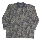 Womens Blue & Grey Floral Button Jacket XL Polyester Blend Woven Bomber Style