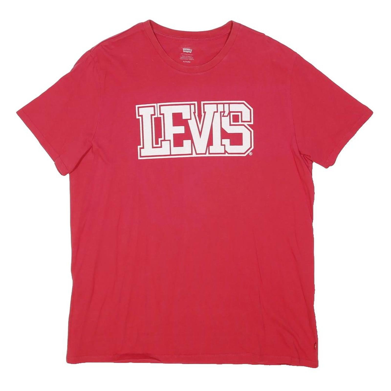 LEVI'S Mens Red Graphic T-Shirt XL Short Sleeve Crew Neck Casual Cotton Blend