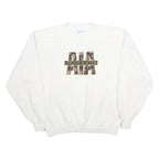 WILSON SPORT Mens White Athletes In Action Crew Neck L Cotton Blend Sweatshirt