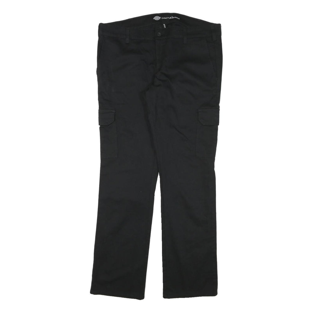 DICKIES Womens Black Regular Cargo Trousers W36 L31 Cotton Blend Zip Closure