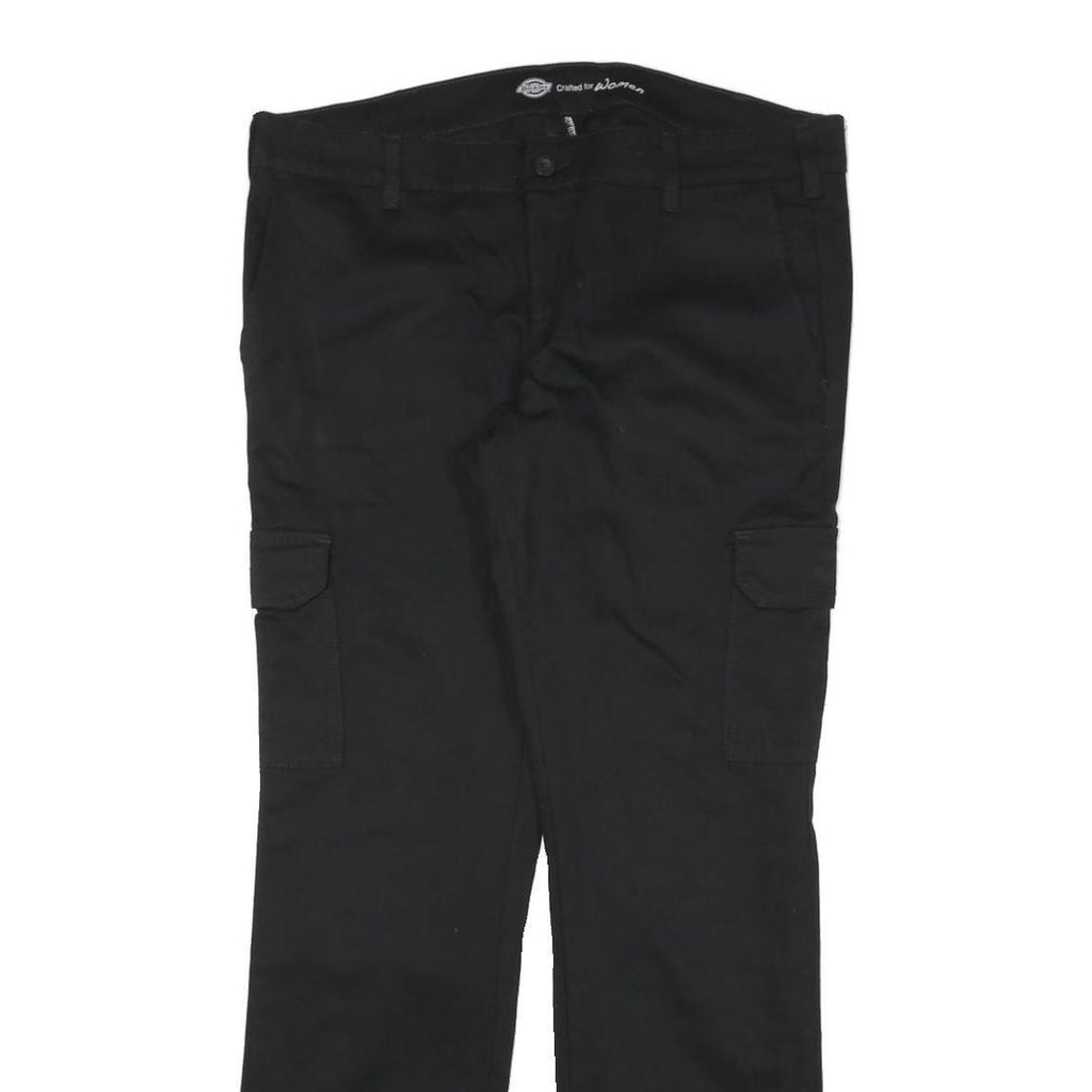 DICKIES Womens Black Regular Cargo Trousers W36 L31 Cotton Blend Zip Closure