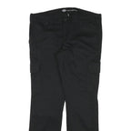 DICKIES Womens Black Regular Cargo Trousers W36 L31 Cotton Blend Zip Closure