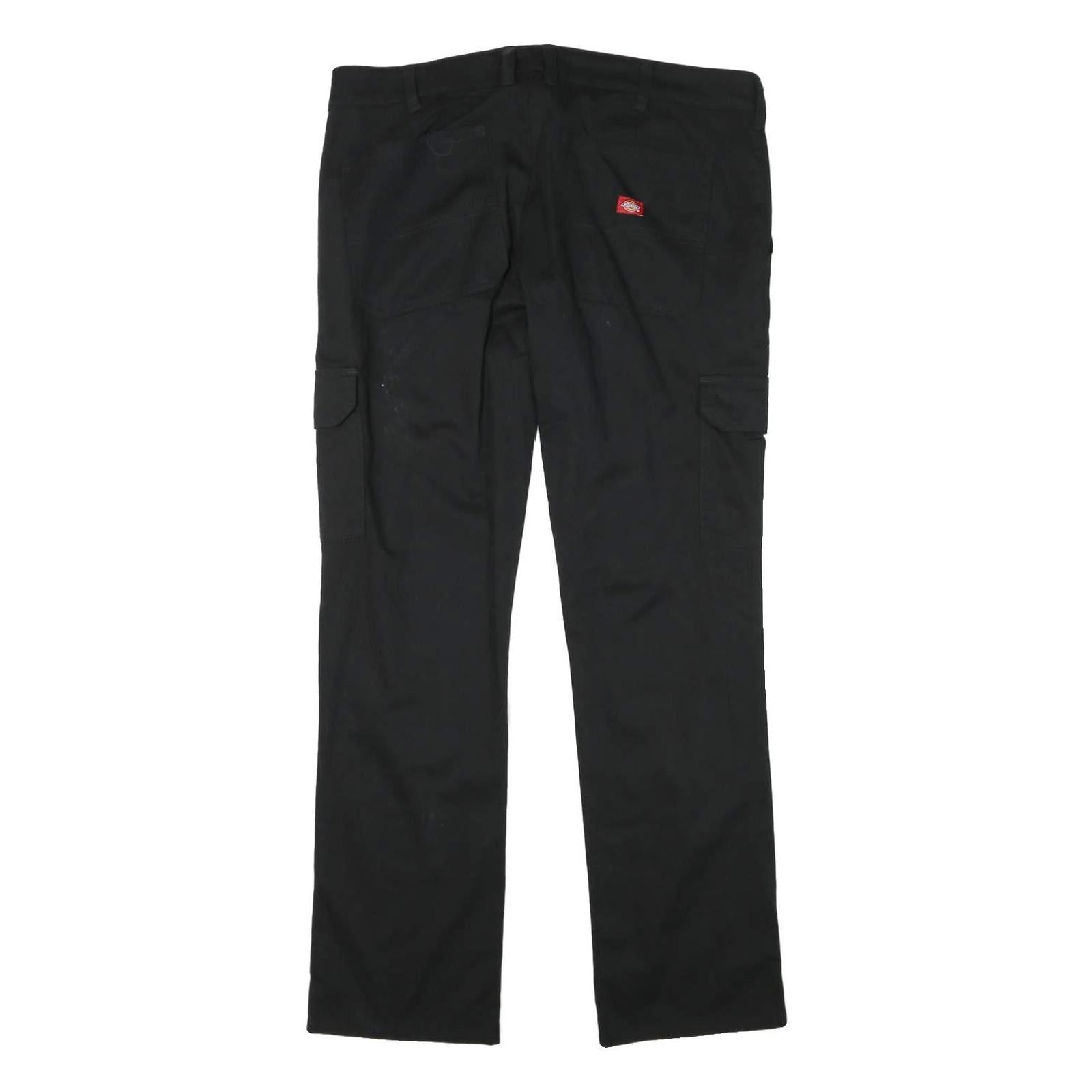 DICKIES Womens Black Regular Cargo Trousers W36 L31 Cotton Blend Zip Closure