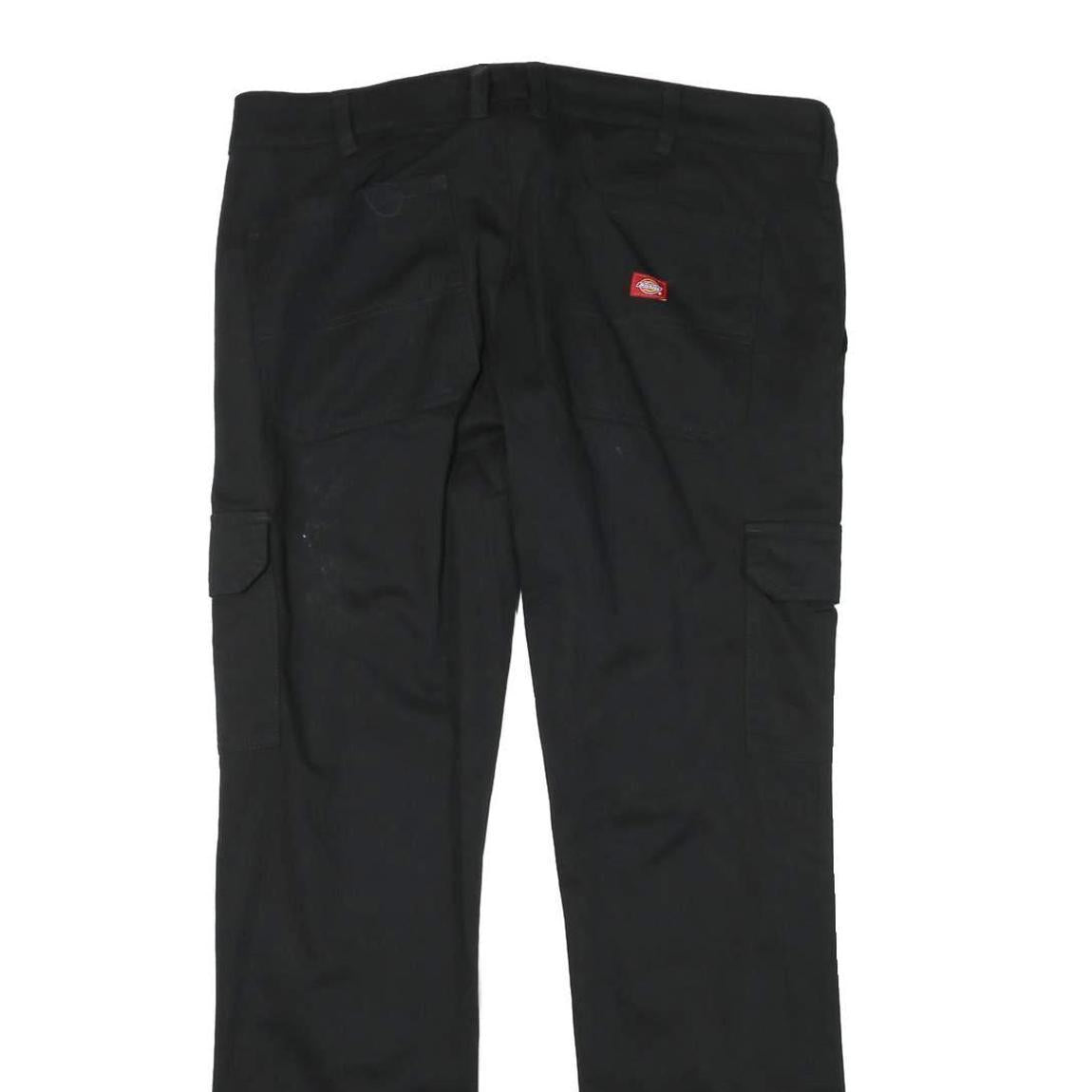 DICKIES Womens Black Regular Cargo Trousers W36 L31 Cotton Blend Zip Closure