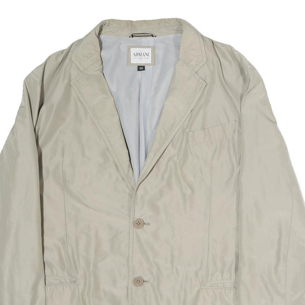 ARMANI COLLEZIONI Mens Beige Cotton Blend Button Jacket M Plain Stylish
