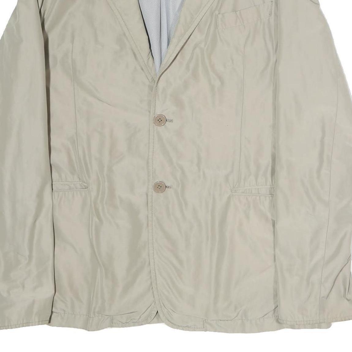 ARMANI COLLEZIONI Mens Beige Cotton Blend Button Jacket M Plain Stylish