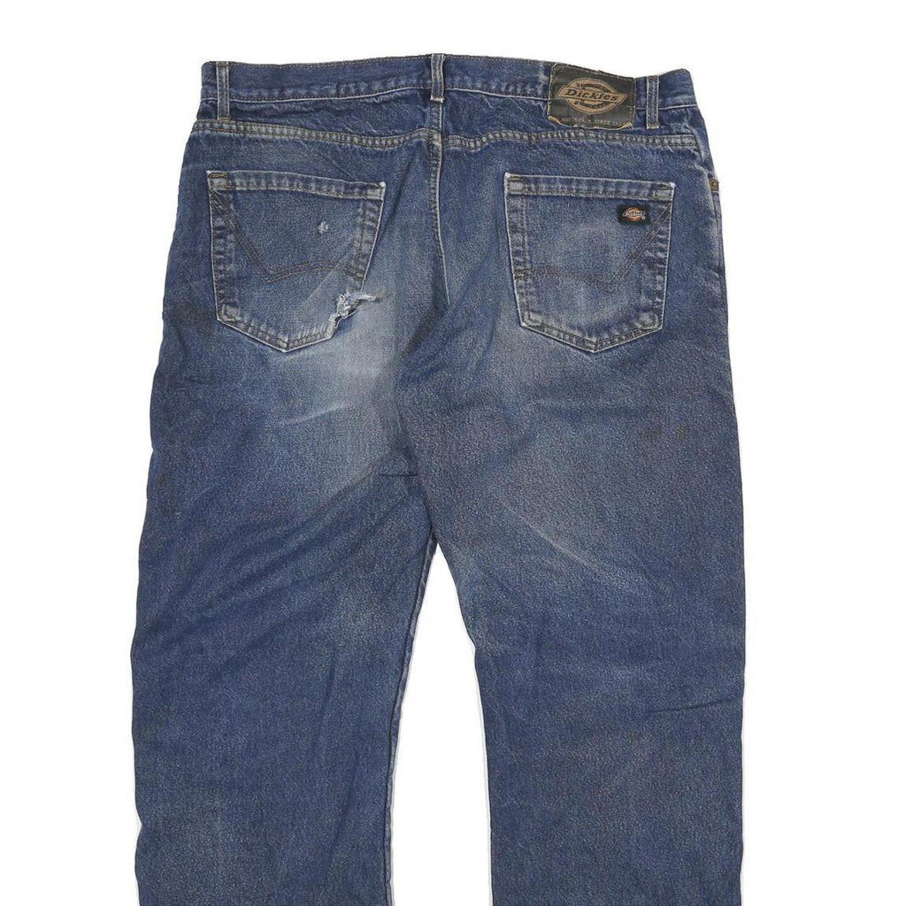 DICKIES Mens Blue Regular Fit Straight Denim Jeans W36 L32 Workwear Zip Closure