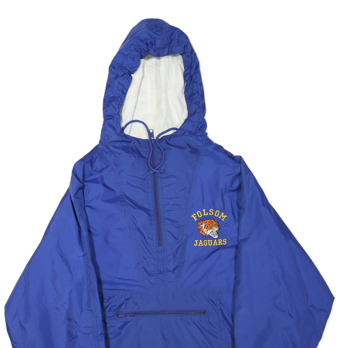 Mens Blue Folsom Jaguars Hooded Zip Jacket M Polyester Blend Plain Lightweight