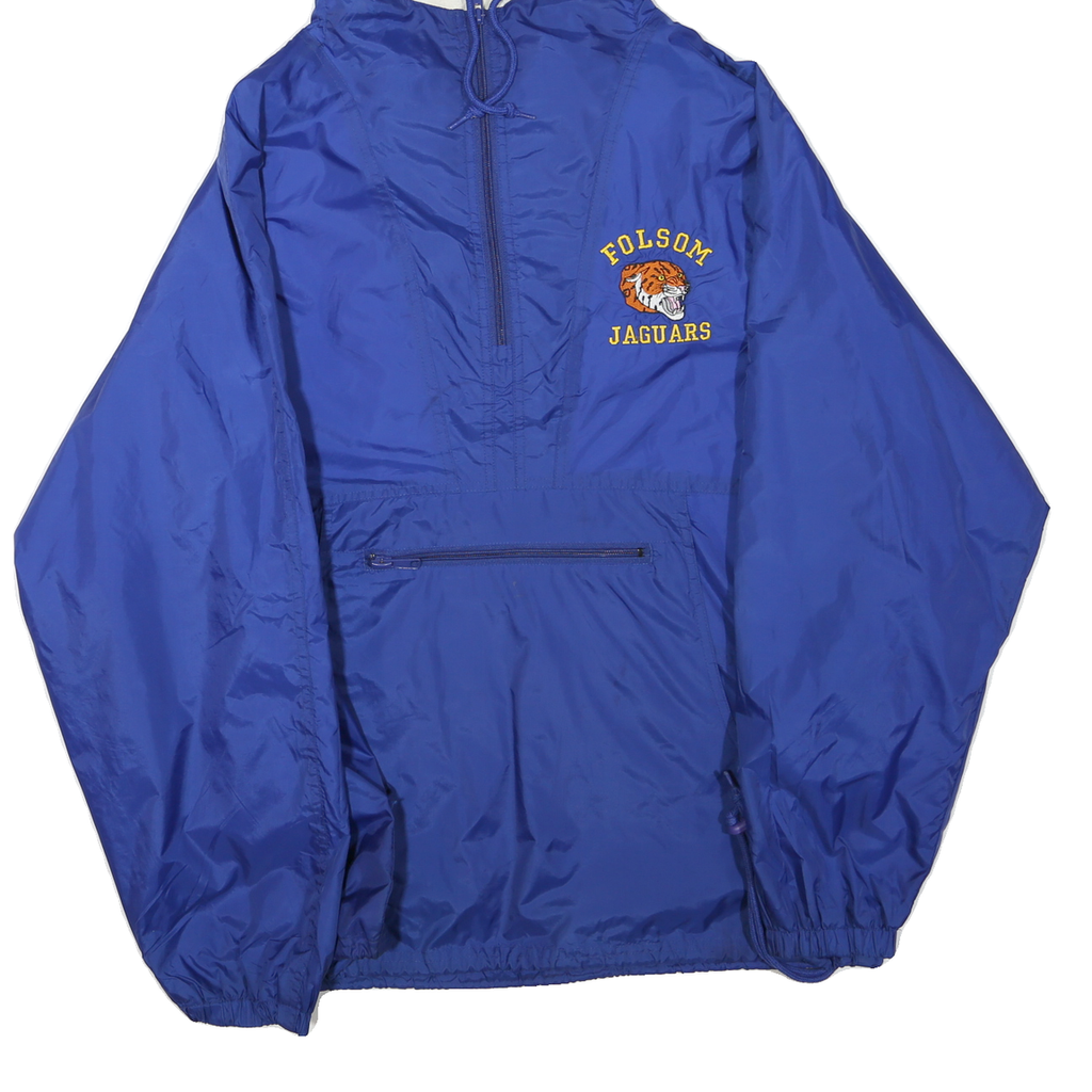 Mens Blue Folsom Jaguars Hooded Zip Jacket M Polyester Blend Plain Lightweight