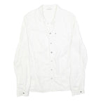 G-STAR Womens White Cotton Blend Shirt M Casual Button-Up Lightweight Summer