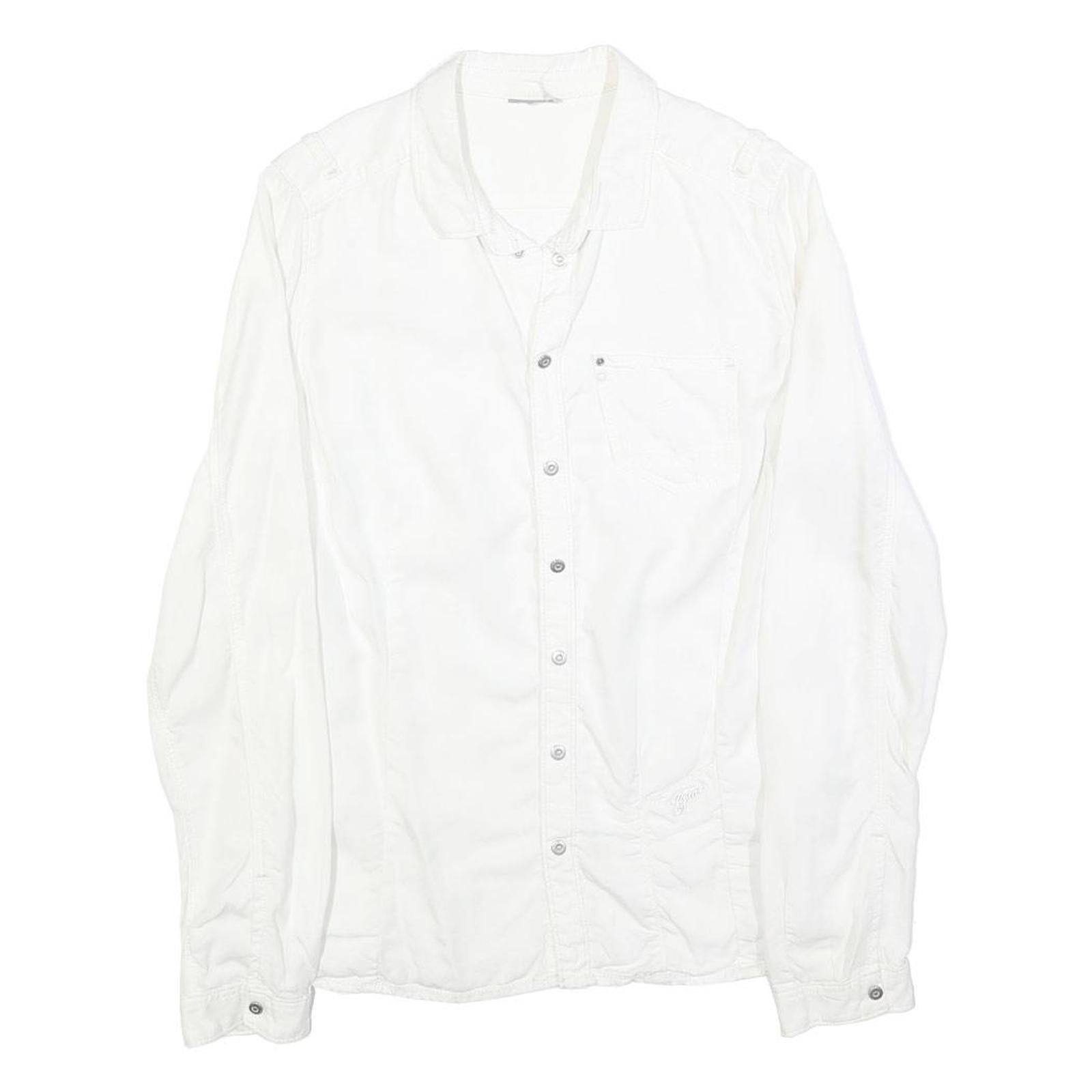 G-STAR Womens White Cotton Blend Shirt M Casual Button-Up Lightweight Summer