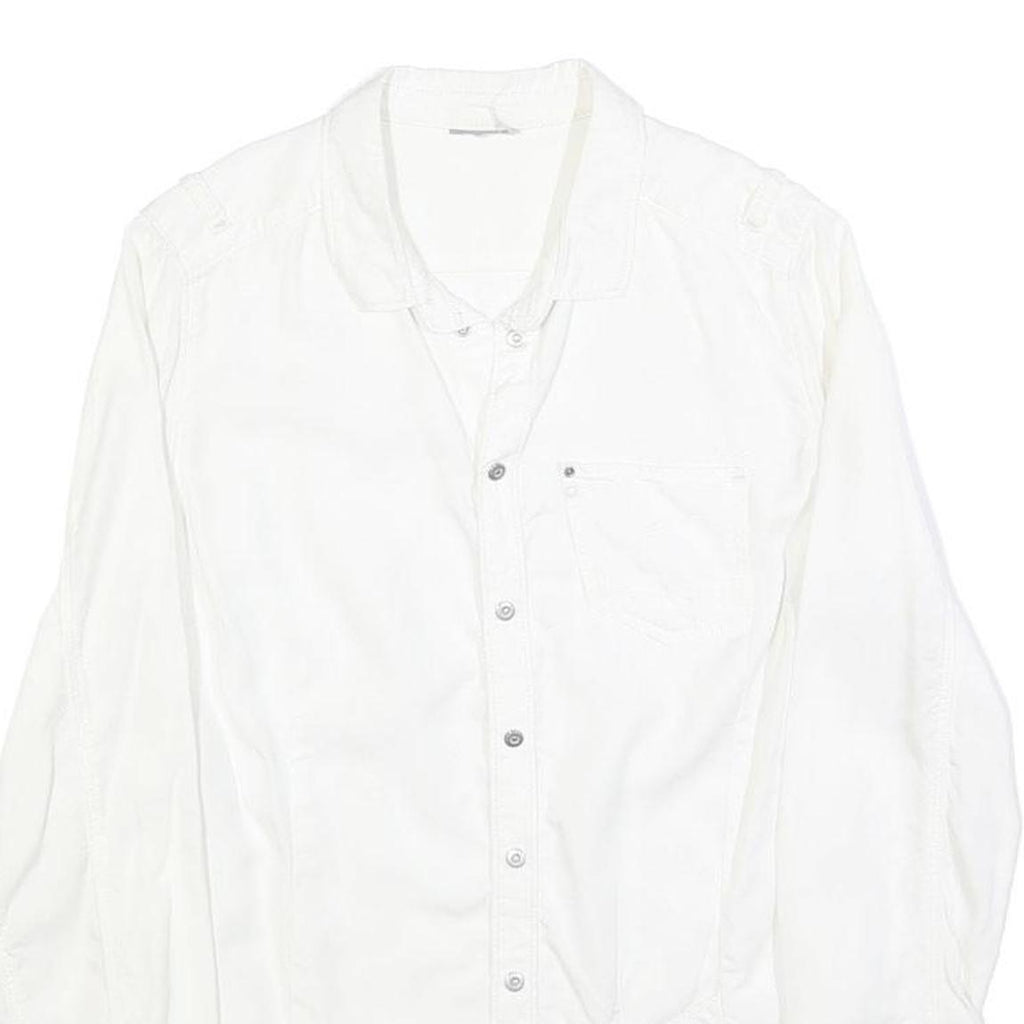 G-STAR Womens White Cotton Blend Shirt M Casual Button-Up Lightweight Summer