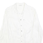 G-STAR Womens White Cotton Blend Shirt M Casual Button-Up Lightweight Summer