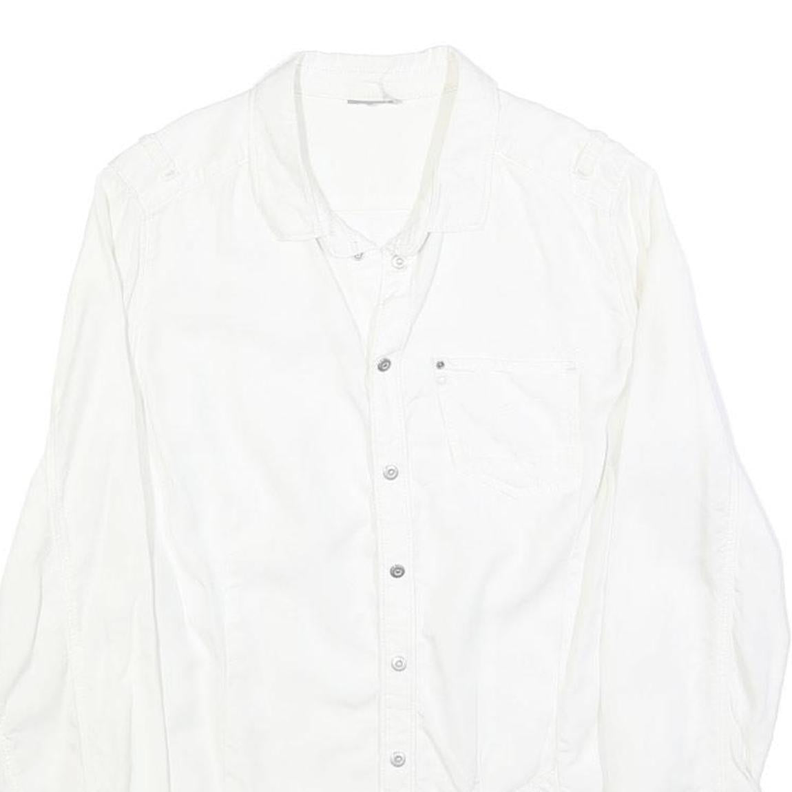 G-STAR Womens White Cotton Blend Shirt M Casual Button-Up Lightweight Summer