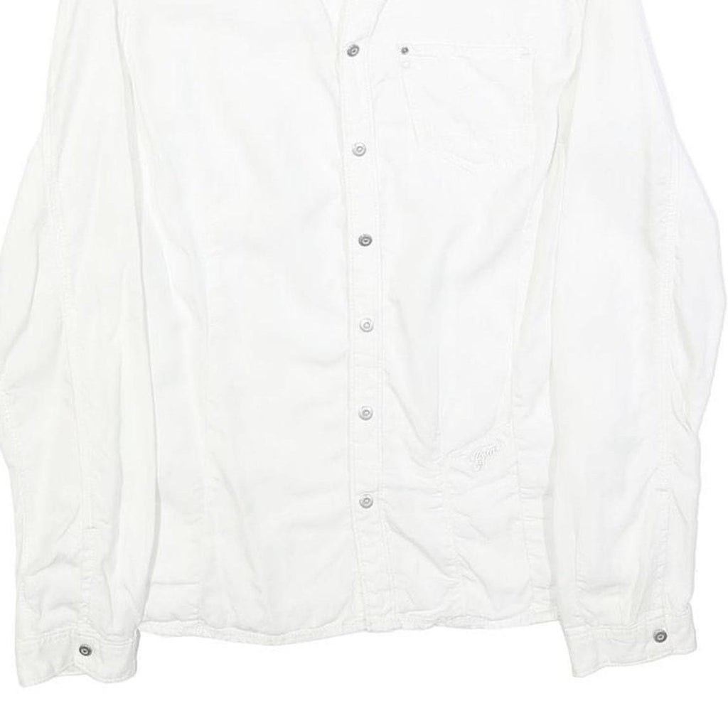 G-STAR Womens White Cotton Blend Shirt M Casual Button-Up Lightweight Summer
