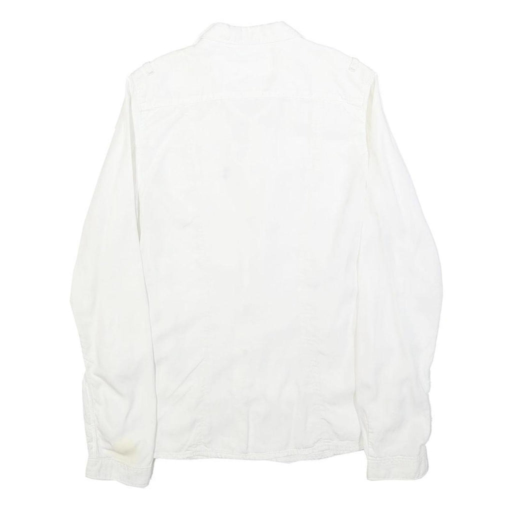 G-STAR Womens White Cotton Blend Shirt M Casual Button-Up Lightweight Summer