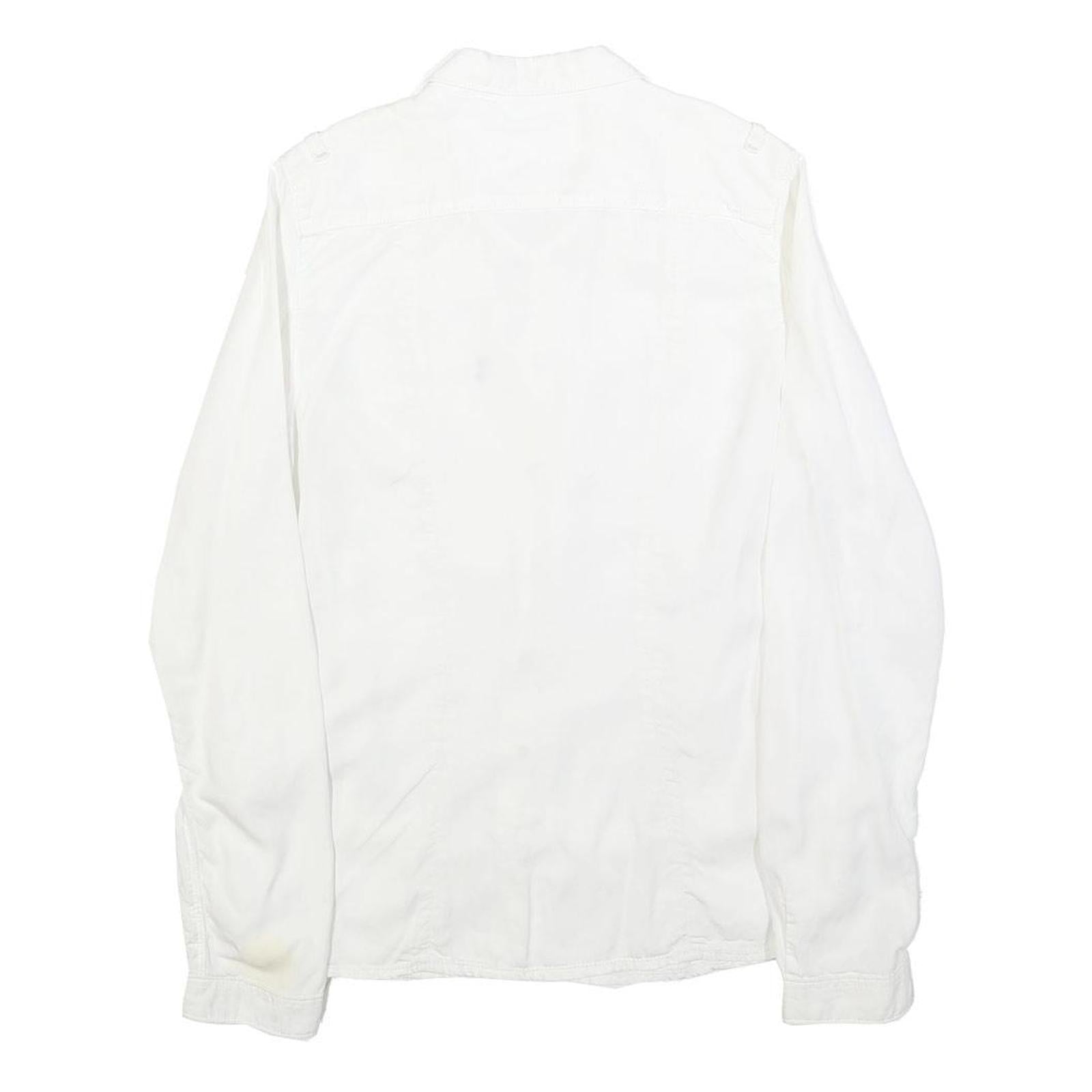 G-STAR Womens White Cotton Blend Shirt M Casual Button-Up Lightweight Summer