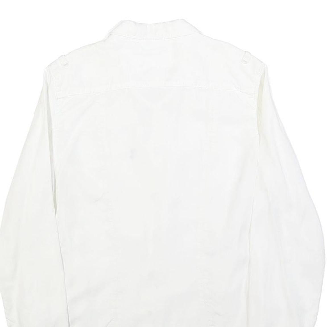 G-STAR Womens White Cotton Blend Shirt M Casual Button-Up Lightweight Summer