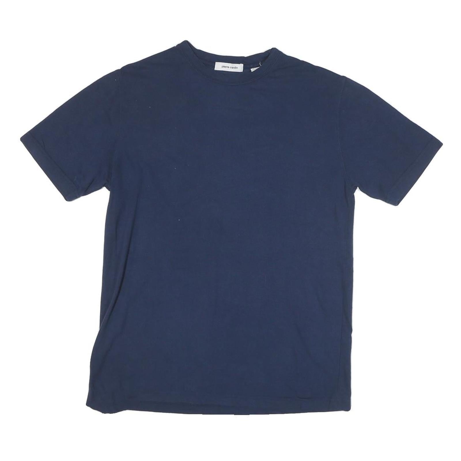 PIERRE CARDIN Mens Blue T-Shirt S Short Sleeve Crew Neck Plain Classic Fit