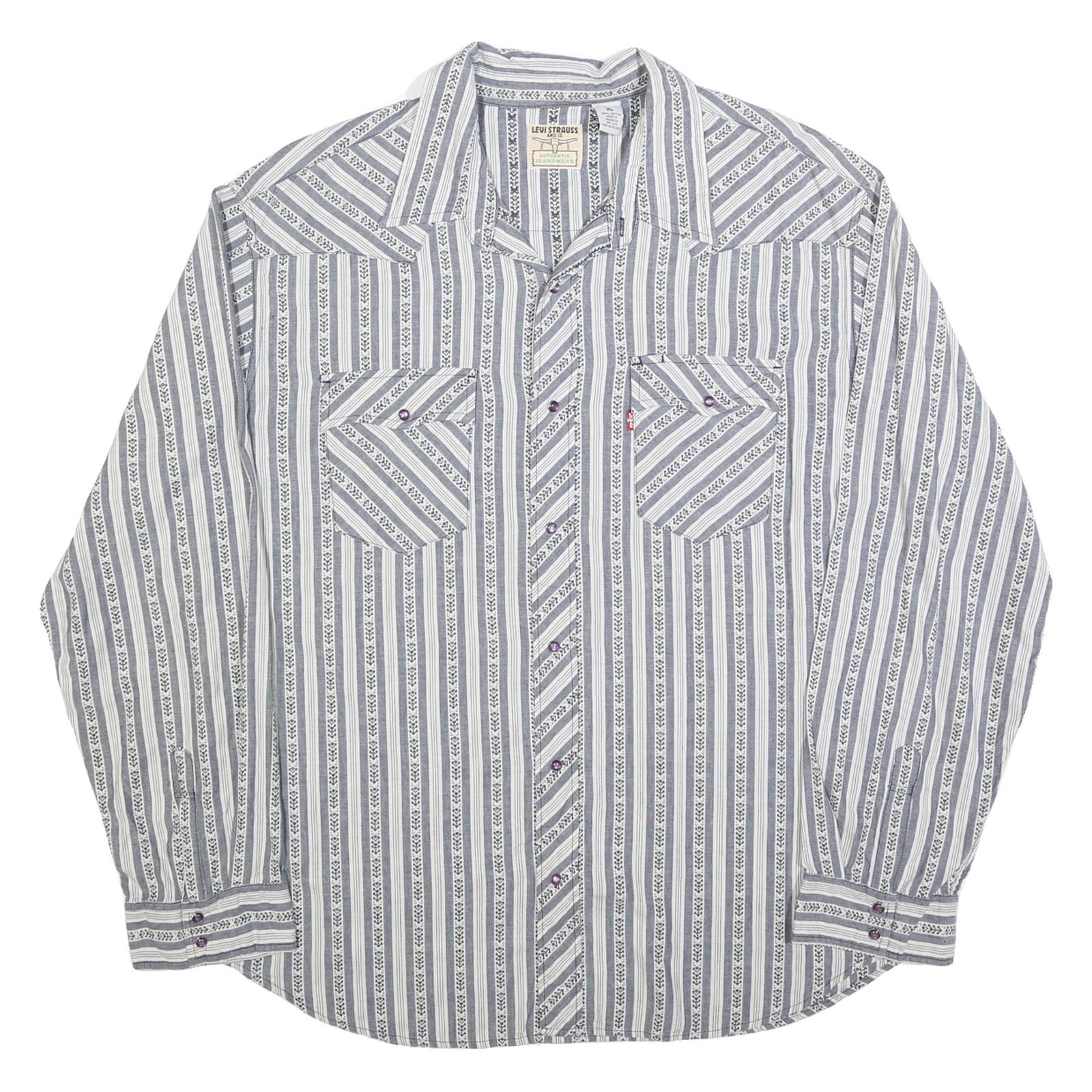 LEVI'S Mens Blue & White Striped Shirt XL Classic Cotton Blend Button Shirt