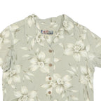 LA CABANA Womens Cream Printed Shirt Short Sleeve Collared S Rayon Tropical