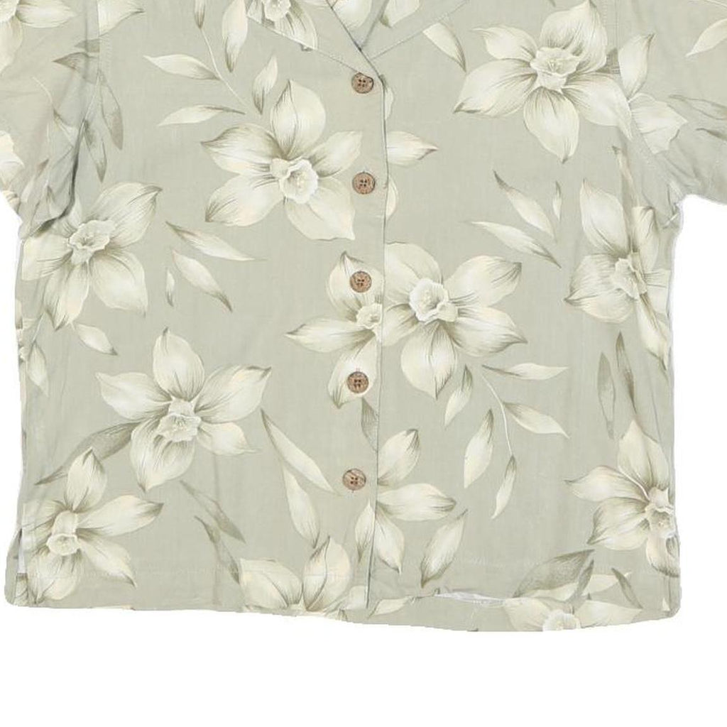 LA CABANA Womens Cream Printed Shirt Short Sleeve Collared S Rayon Tropical