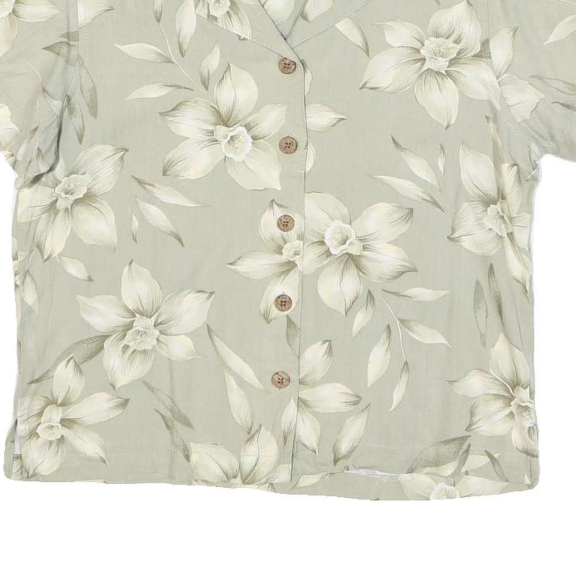 LA CABANA Womens Cream Printed Shirt Short Sleeve Collared S Rayon Tropical