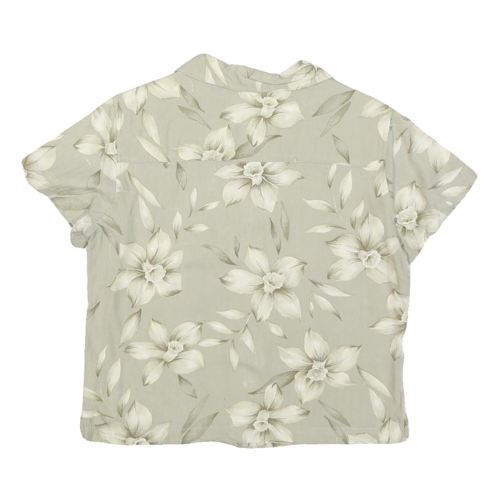 LA CABANA Womens Cream Printed Shirt Short Sleeve Collared S Rayon Tropical