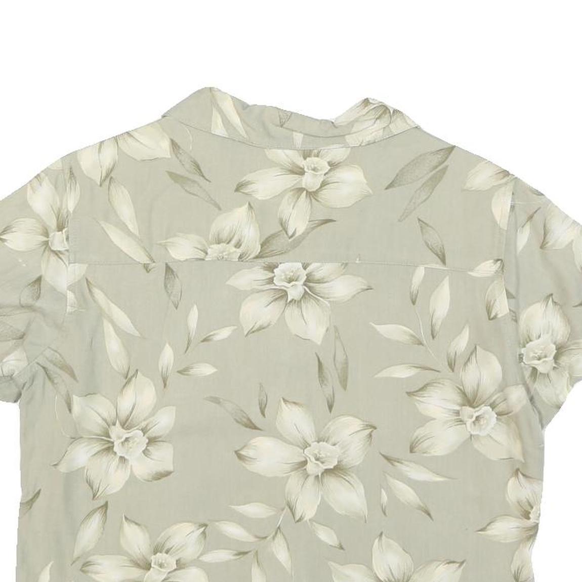 LA CABANA Womens Cream Printed Shirt Short Sleeve Collared S Rayon Tropical