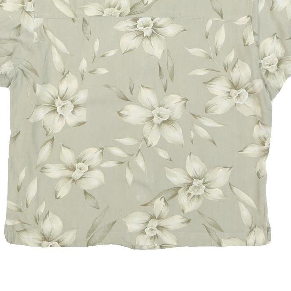 LA CABANA Womens Cream Printed Shirt Short Sleeve Collared S Rayon Tropical