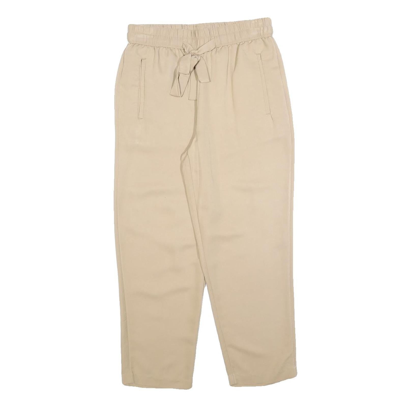 CHICOREE Womens Beige Regular Fit Drawstring Trousers W26 L25 Casual Lightweight