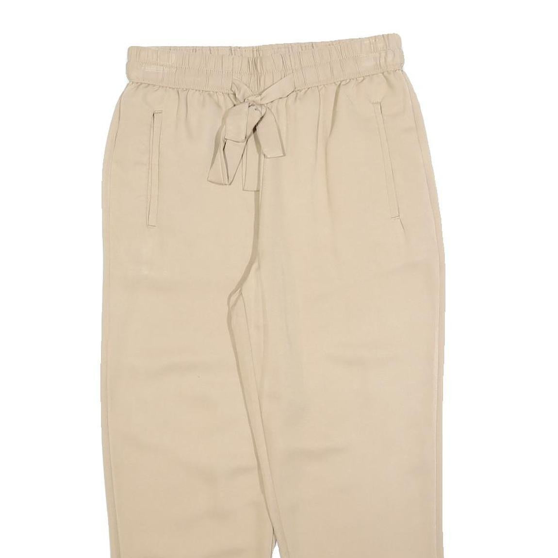 CHICOREE Womens Beige Regular Fit Drawstring Trousers W26 L25 Casual Lightweight