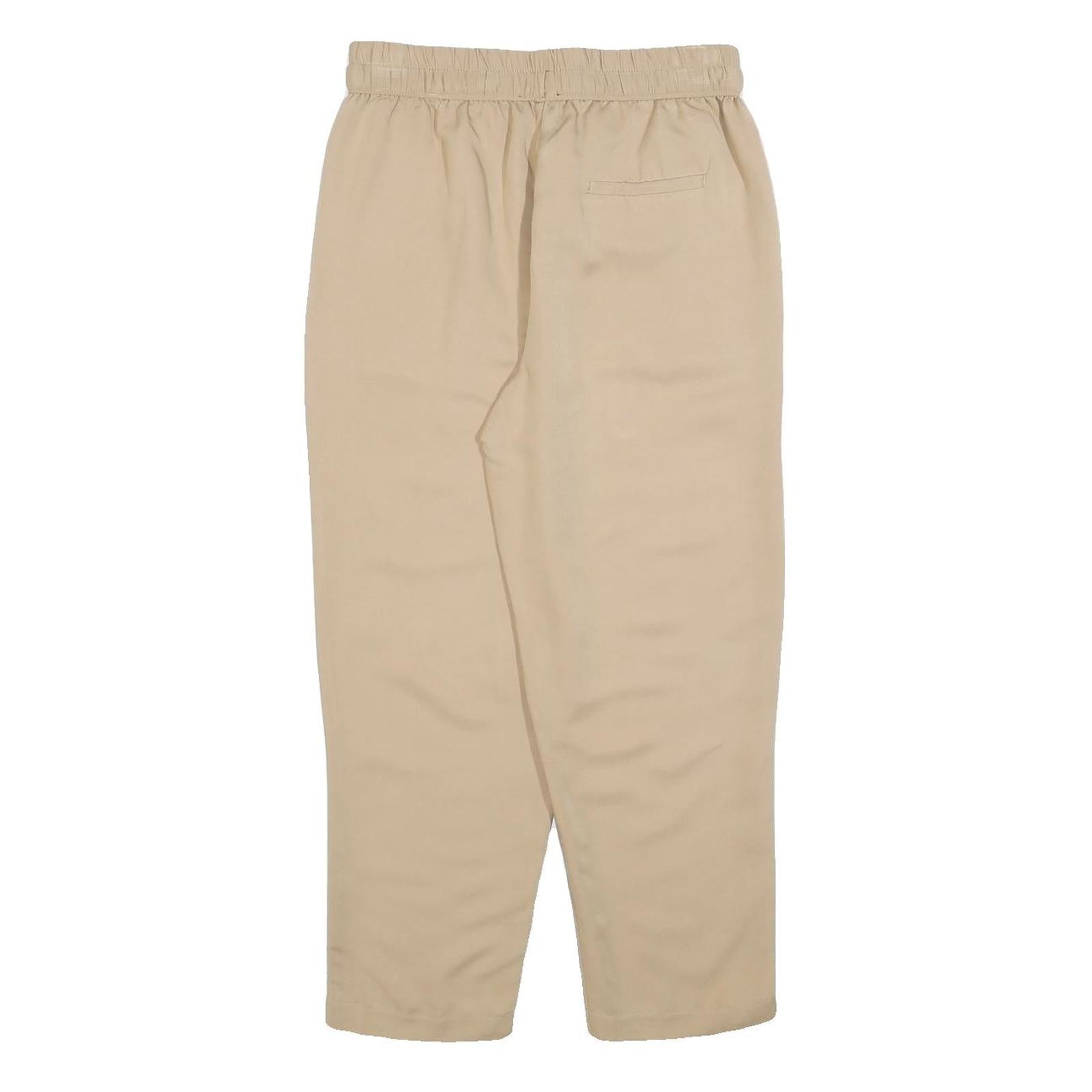 CHICOREE Womens Beige Regular Fit Drawstring Trousers W26 L25 Casual Lightweight