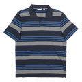 CALVIN KLEIN Mens Navy Blue & Grey Striped Short Sleeve Polo Shirt M Cotton