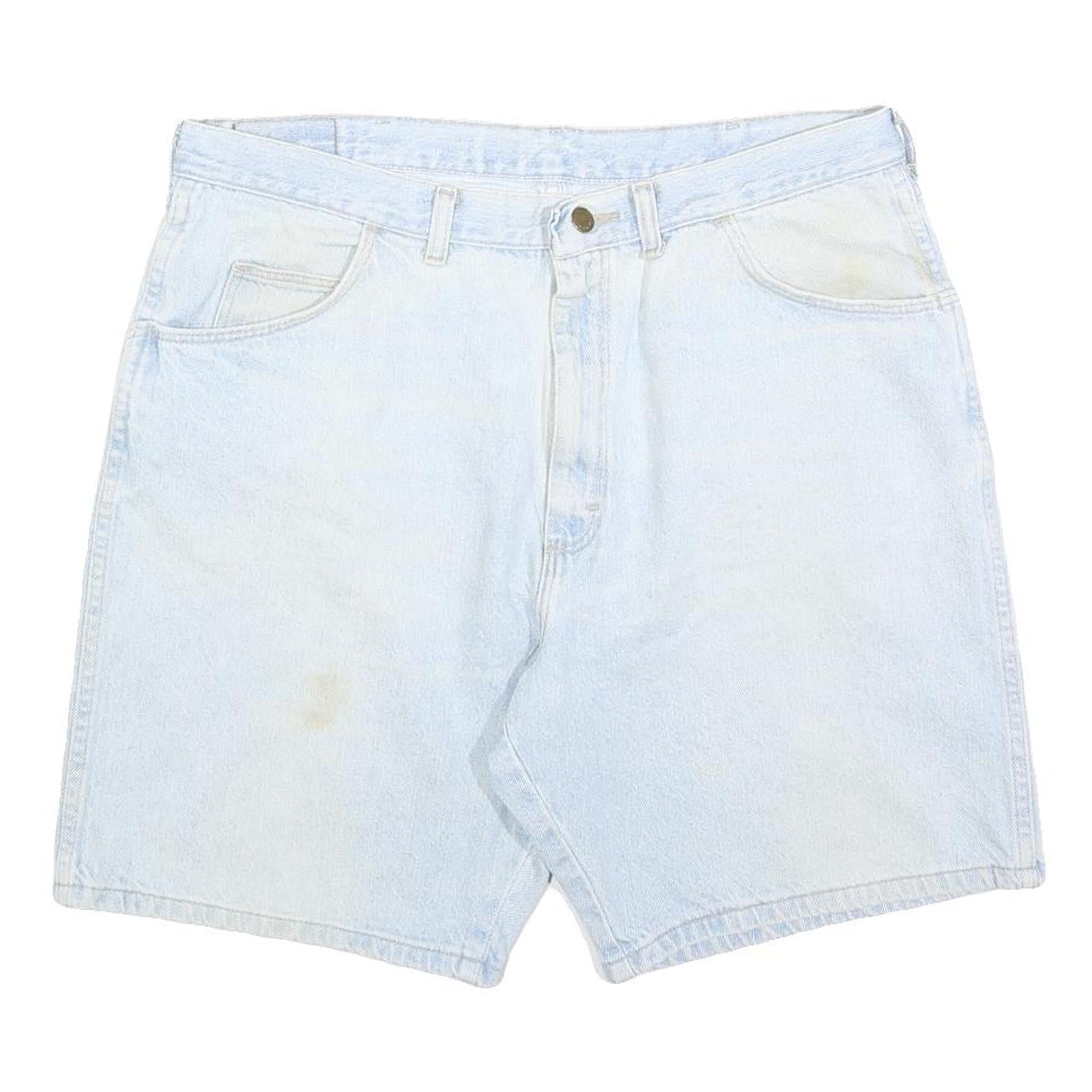 WRANGLER Mens Shorts Blue Casual Plain L W36 Cotton Blend Summer Wear