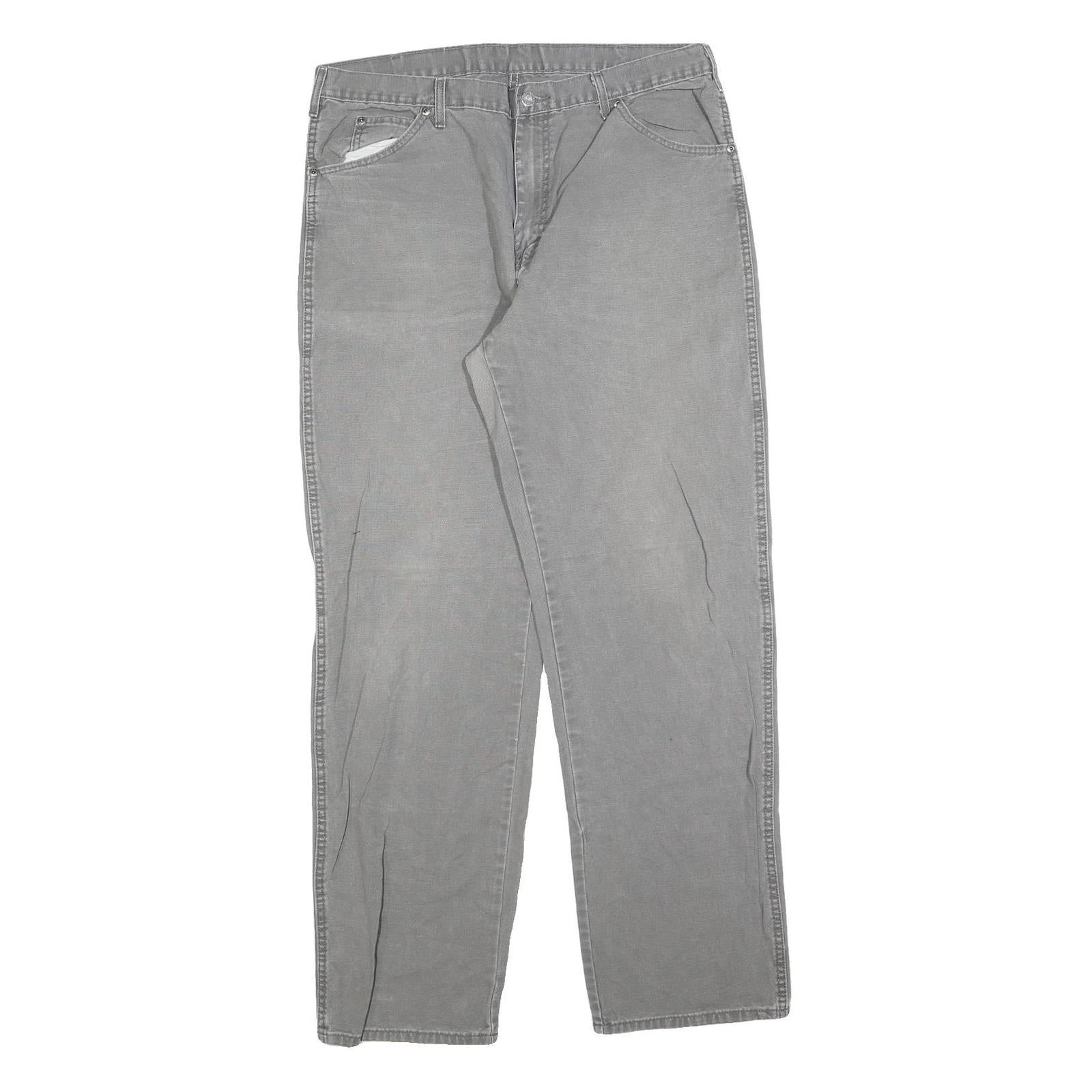 DICKIES Mens Jeans Grey Relaxed Straight Denim Medium W36 L34 Workwear Zip