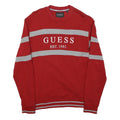 GUESS Womens Red & Grey Striped Cotton Blend Crew Neck Sweatshirt L Est. 1981