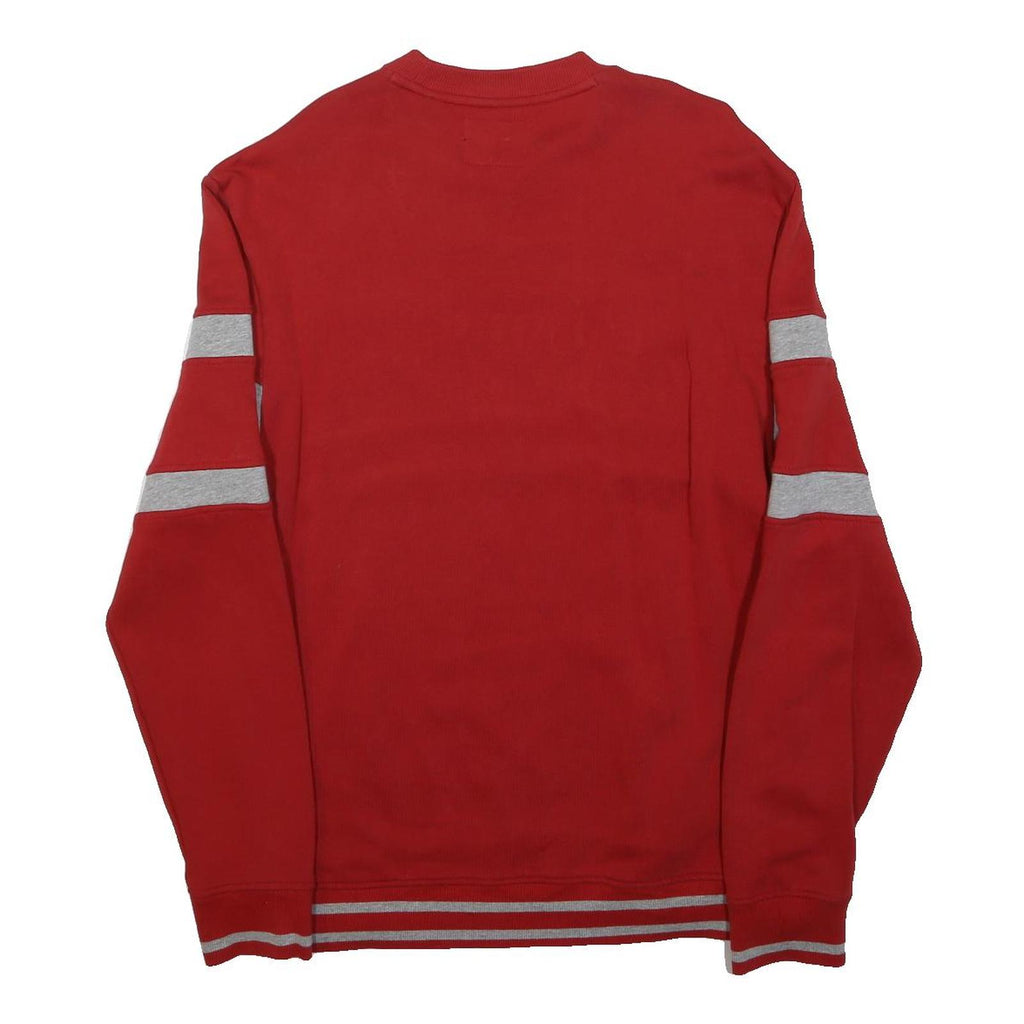 GUESS Womens Red & Grey Striped Cotton Blend Crew Neck Sweatshirt L Est. 1981