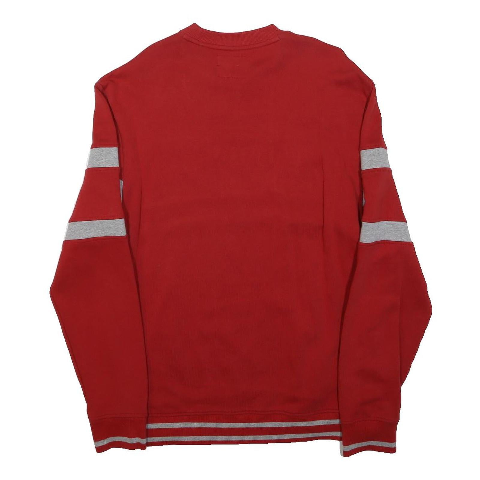 GUESS Womens Red & Grey Striped Cotton Blend Crew Neck Sweatshirt L Est. 1981