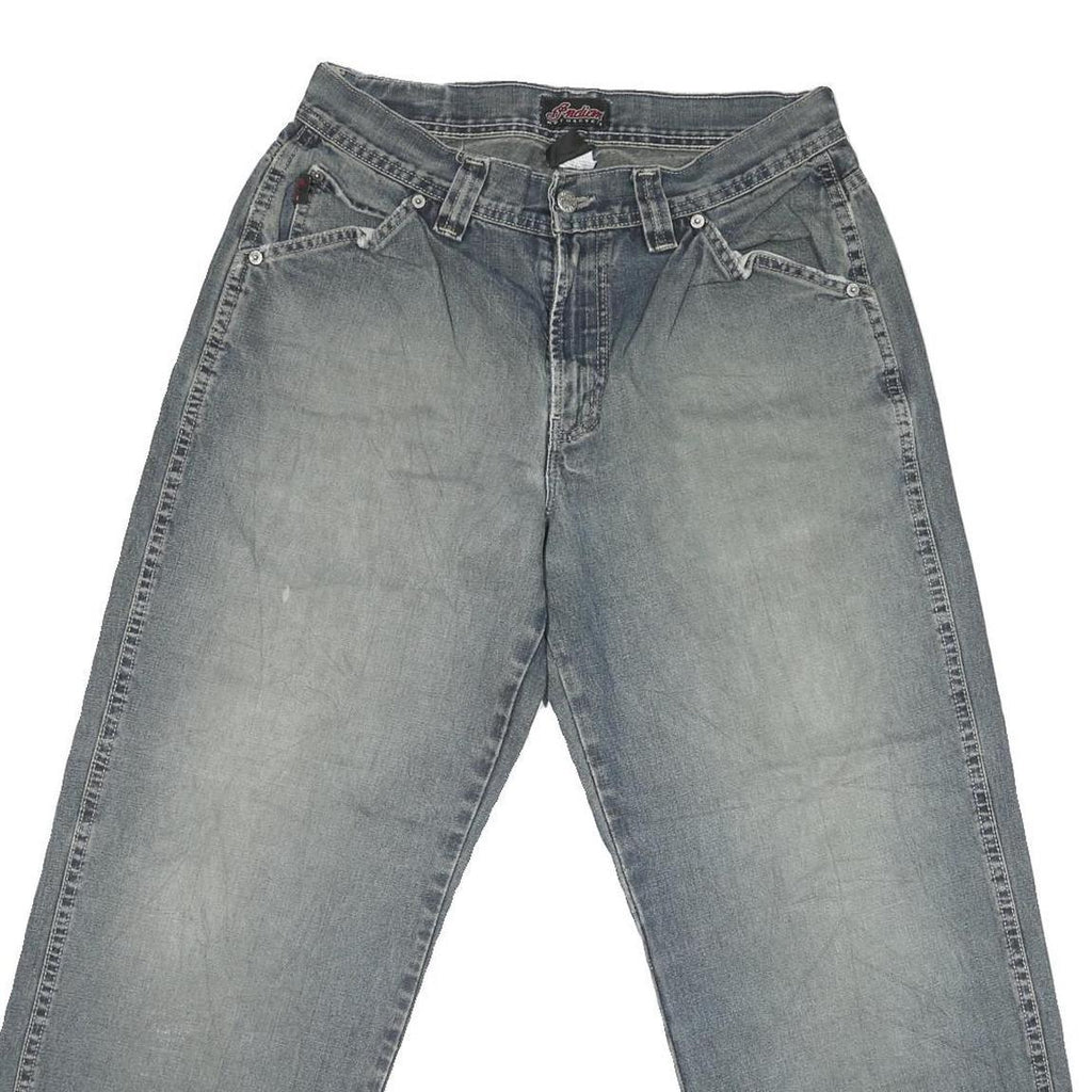 INDIAN Mens Classic Blue Denim Stone Wash Jeans W30 L27 Relaxed Fit Zip