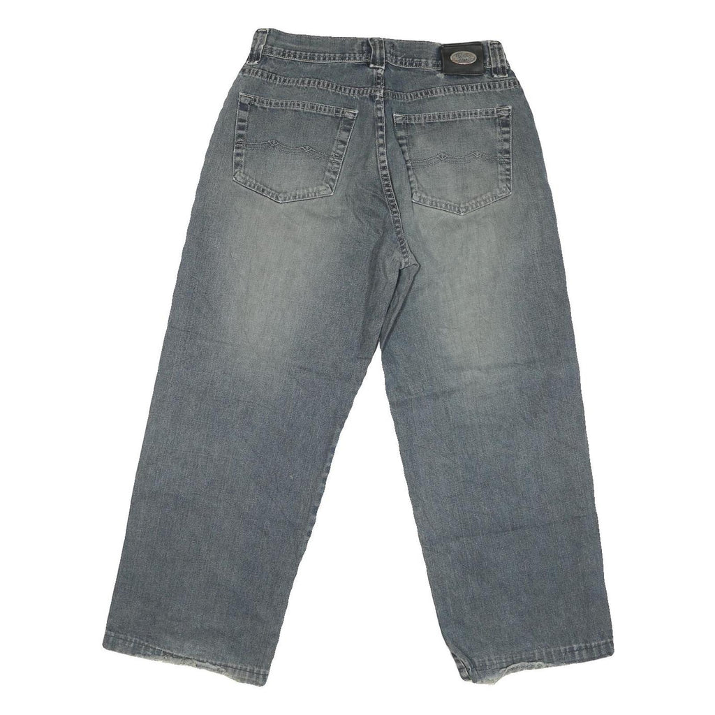 INDIAN Mens Classic Blue Denim Stone Wash Jeans W30 L27 Relaxed Fit Zip